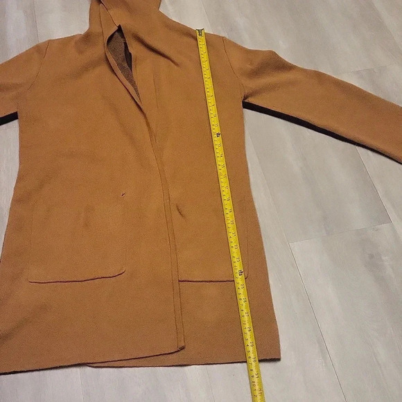 🛍Rachel Zoe Hooded Tan and Black Open Front Cardigan Womens Size Small - Picture 5 of 8